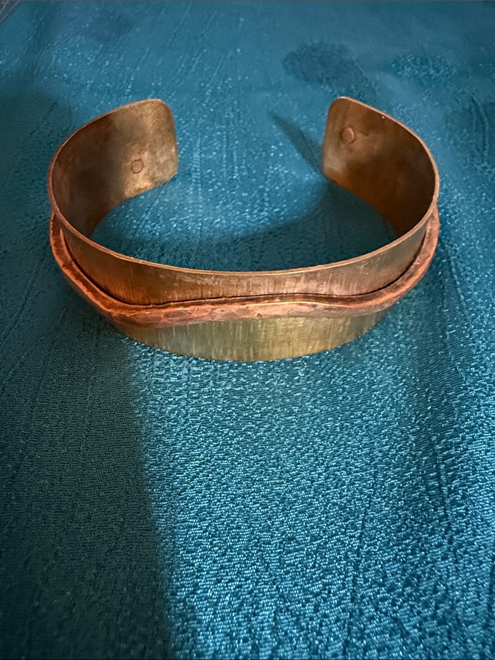 Hand made Copper and brass Double Band Cuff Bracelet - Women's Accessory